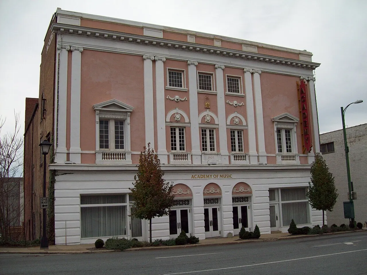 The Academy of Music's 1905 facade on Main Street, downtown Lynchburg