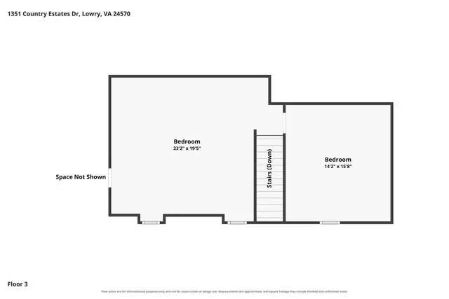 Floor plan of the third floor at 1351 Country Estates Drive, Lowry VA