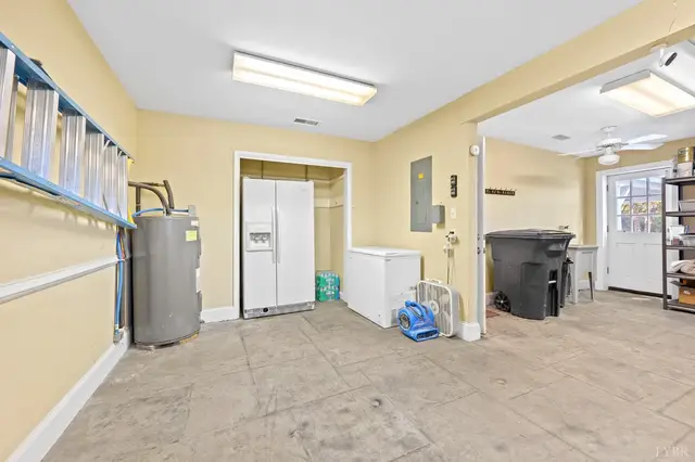 Utility room with a water heater, refrigerator and chest freezer at 1351 Country Estates Drive, Lowry VA