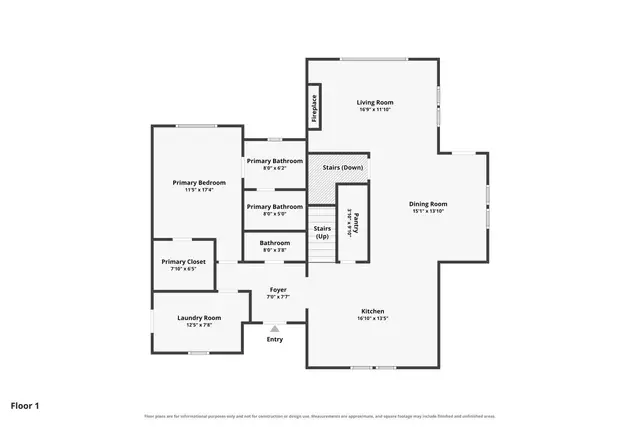 Floor plan of the main level at 2842 Chilton Road, Appomattox VA