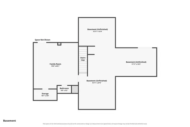 Floor plan of the basement at 2842 Chilton Road, Appomattox VA